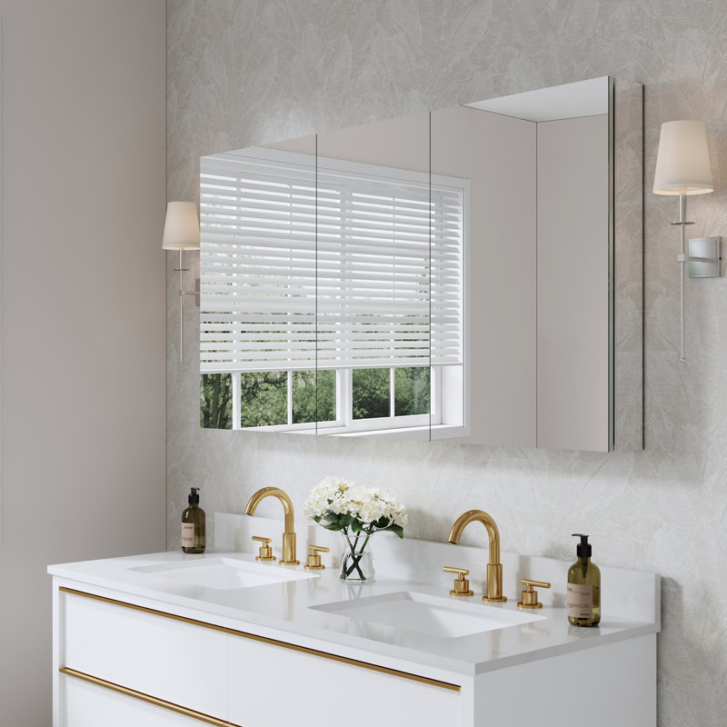 Armoire à pharmacie murale pour salle de bain encastrée ou en surface l 56 po x H 30 po avec tablettes réglables en verre