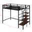 Structure de lit simple de taille mezzanine avec escalier, tablette de rangement-618086529