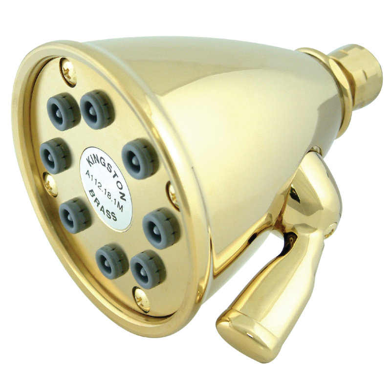 Kingston Brass Shower Scape 3-5/8-Inch Round Adjustable Jet Spray Brass Shower Head, Polished Brass