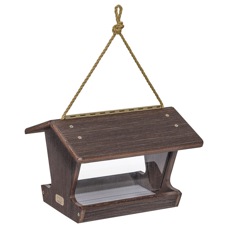 Brazilian Walnut Hanging Plastic Hopper Bird Feeder