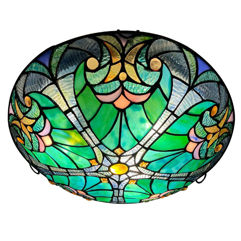 Plafonnier encastré 3 lumières Vahram Tiffany, H 4,7 po x l 15,7 po x P 15,7 po