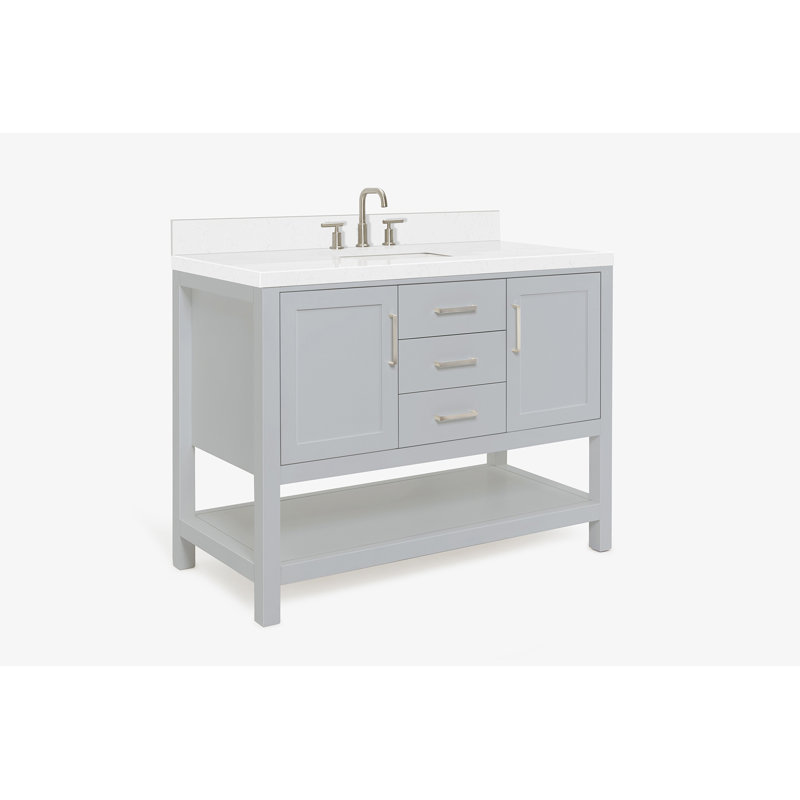 Meuble-lavabo simple avec plateau ARIEL Moille 48, Gris, Rectangular