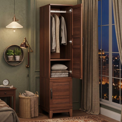 Armoire-penderie 72 po pour garde-robe de 72 po avec 2 portes-penderie et tablettes réglables pour chambre à coucher brun rustique