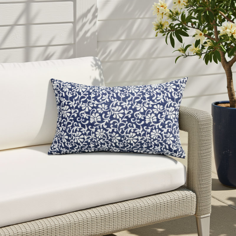 Liza Pillow Cover & Insert Rectangle in Blue/White