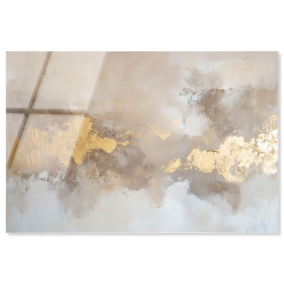 Soft Shimmer II Acrylic Print Gold Boho Wall Decor by Art Remedy, Ready to Hang, 54 x 36