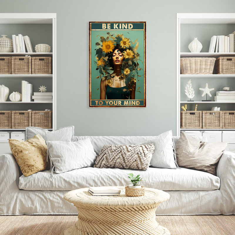 Liltricia Sunflowers Be Kind To Your Mind - Wrapped Canvas Print, 36" H x 24" W x 1.25" D