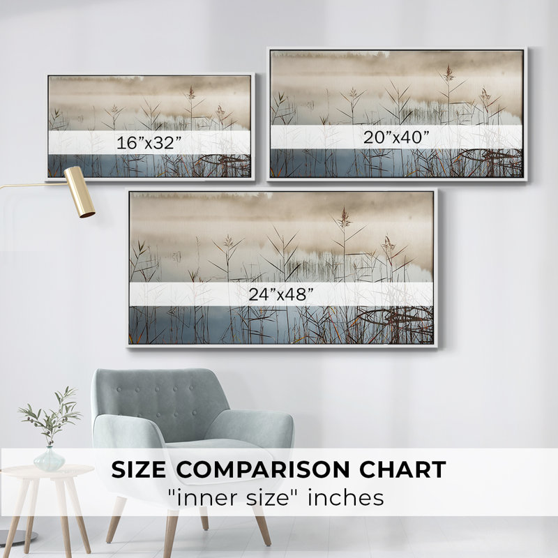 «Early Rise» - Toile tendue avec châssis encadré - Prêt à être accroché, H 21 po x l 41 po, Blanc
