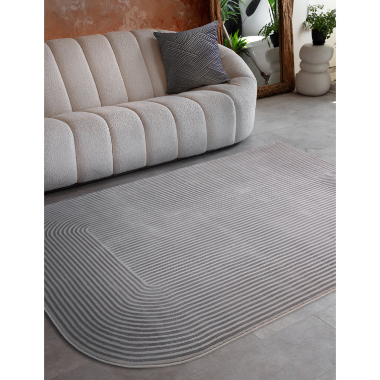 Anhuar Curve Grey/Silver Area Rug