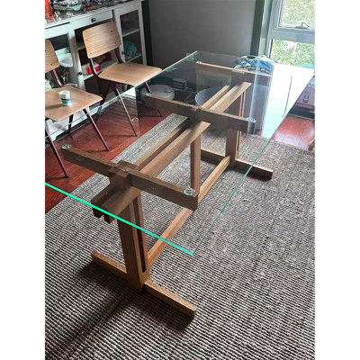 Plateau de table en verre de 47,2 po x 23,6 po avec verre trempé 3/8 po