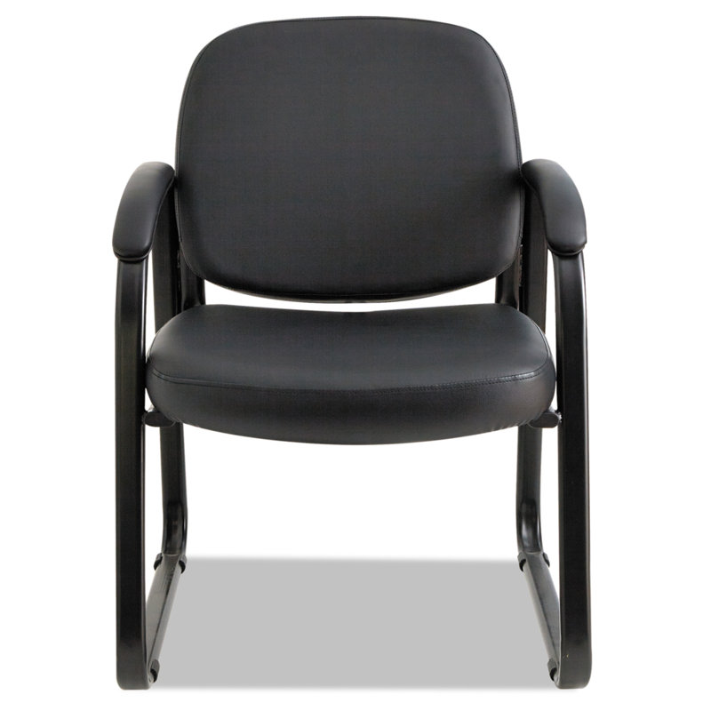 Black Fabric and Metal Sled Base Guest Chair