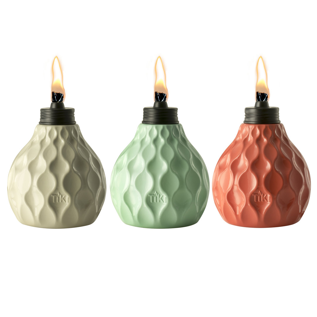 Marine TIKI® Brand 6 Inch Table Torch Glass Pastel Ivory, Pink and Blue (Set of 3) TIKI Brand