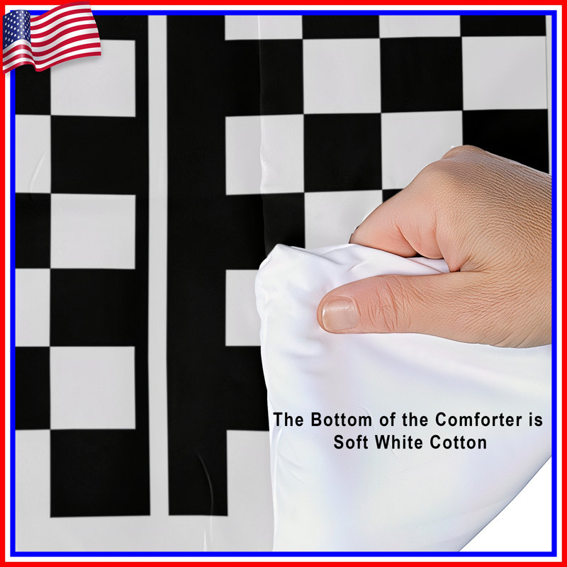Black White Checkered Comforter, Twin Extra Long