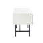 Bureau d'écriture avec espace de travail spacieux: base en bois massif, plateau de table blanc lustré, grand espace de rangement texturé à l'avant brouté: ultrabrillant