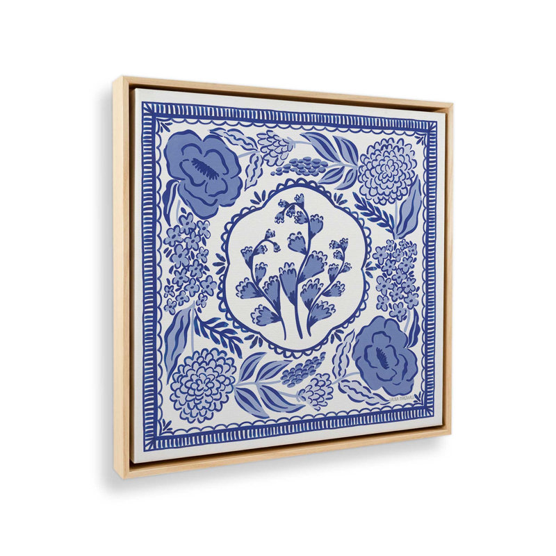 Impression sur toile «Bleu Reverie» par Laura Marshall, H 30 po x l 30 po, Cadre flottant, Érable