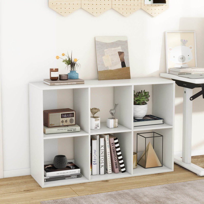 Bookcase Open Back Bookshelf With Anti-tip Kit Modern Style Organizer, (6 Shelves) 27.5"H x 41"W x 13"D