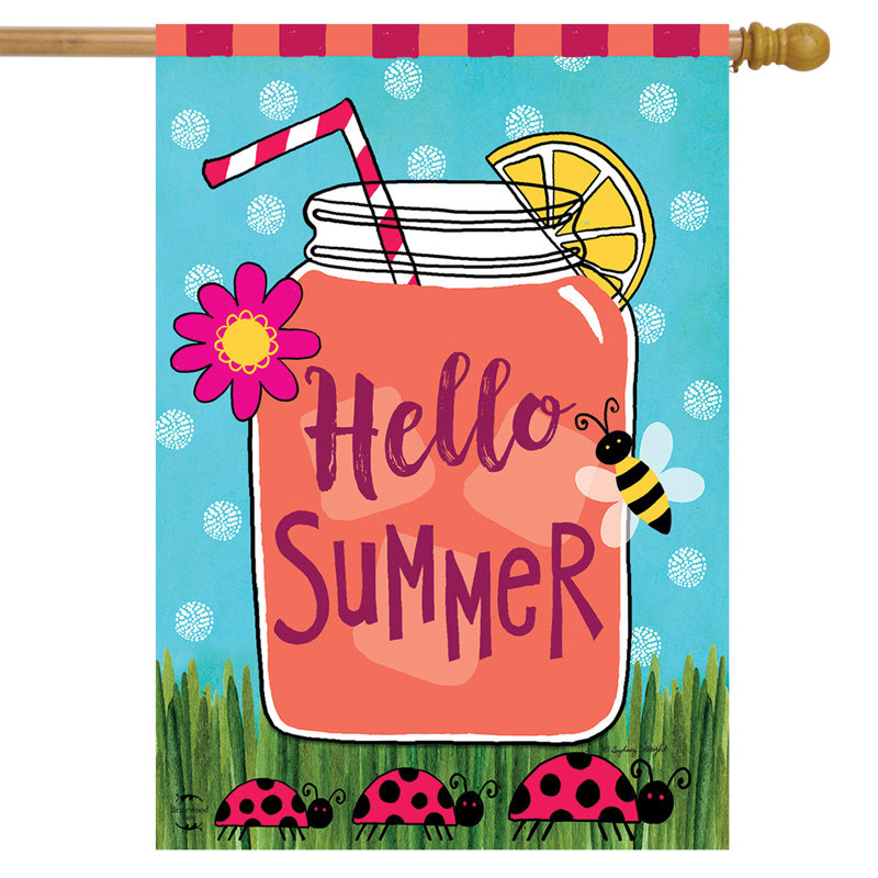 Drapeau «Welcome Summer Lemonade House», Été rose/bleu/vert