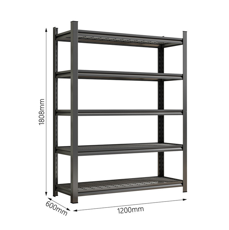 Étagère de garage à 5 étages, pouvant accueillir 2 500 lb, tablette métallique réglable, noire, nécessite un assemblage, H 71,2 po x L 47,24 po x P 23,62 po