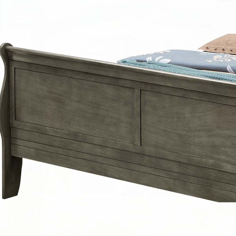 Lit en bois, gris, Complète