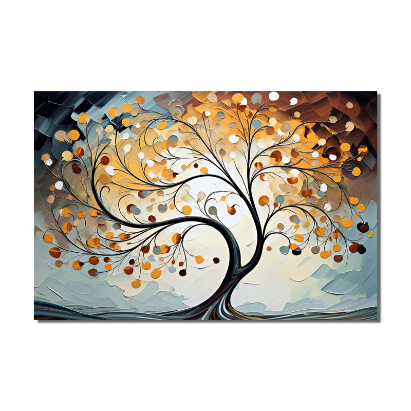 Jaune majestueux auvent jaune - arbres, art mural pour le salon