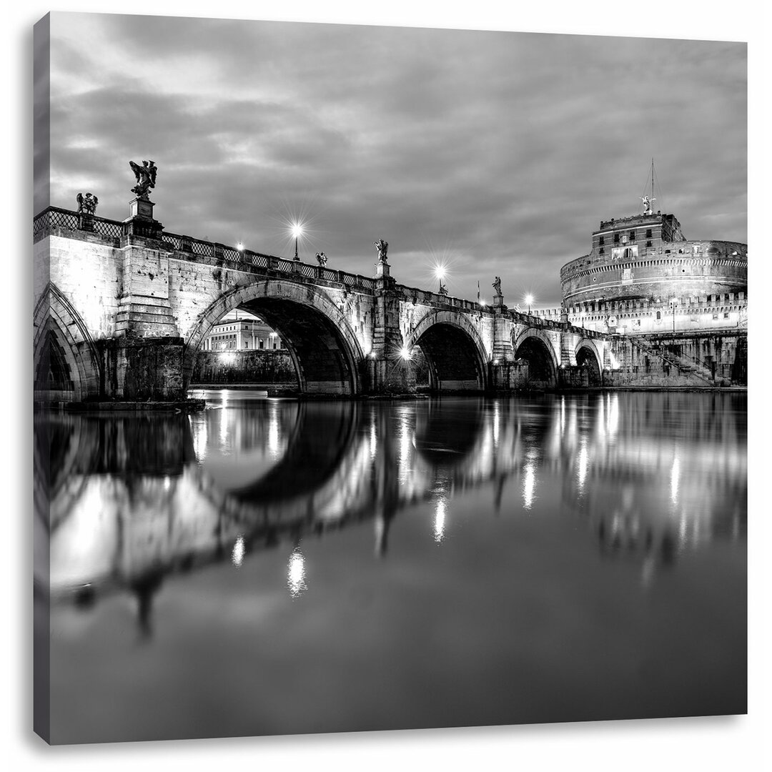 Leinwandbild Nachtsicht auf St. Angelo Brücke