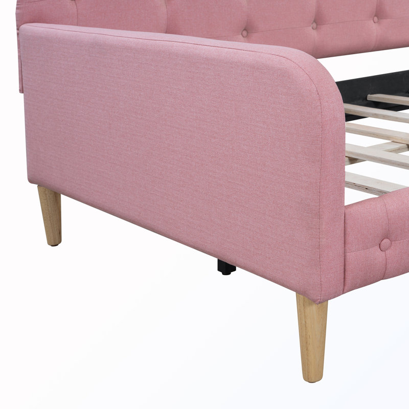 Twin Size Upholstered Daybed, Pink
