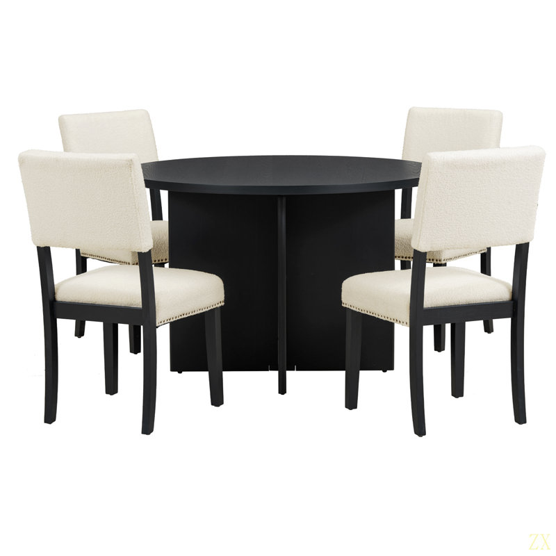 Ensemble de table de salle à manger 5 pièces Modern Modern, Noir