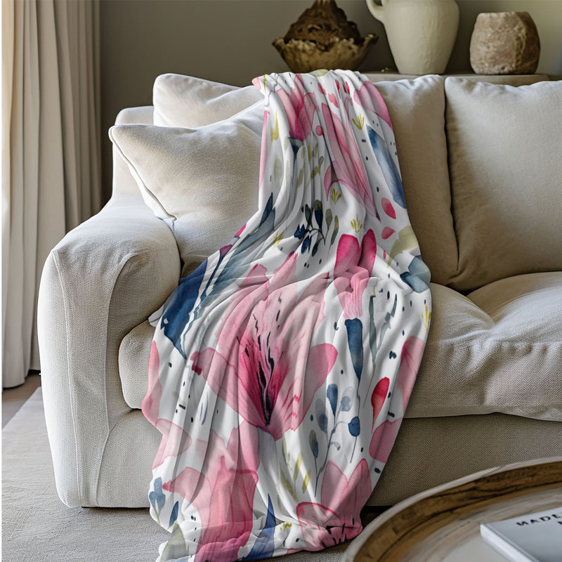 Elegant Bloom - Couverture sherpa de qualité supérieure 1 pièce, L 60 po x L 80 po