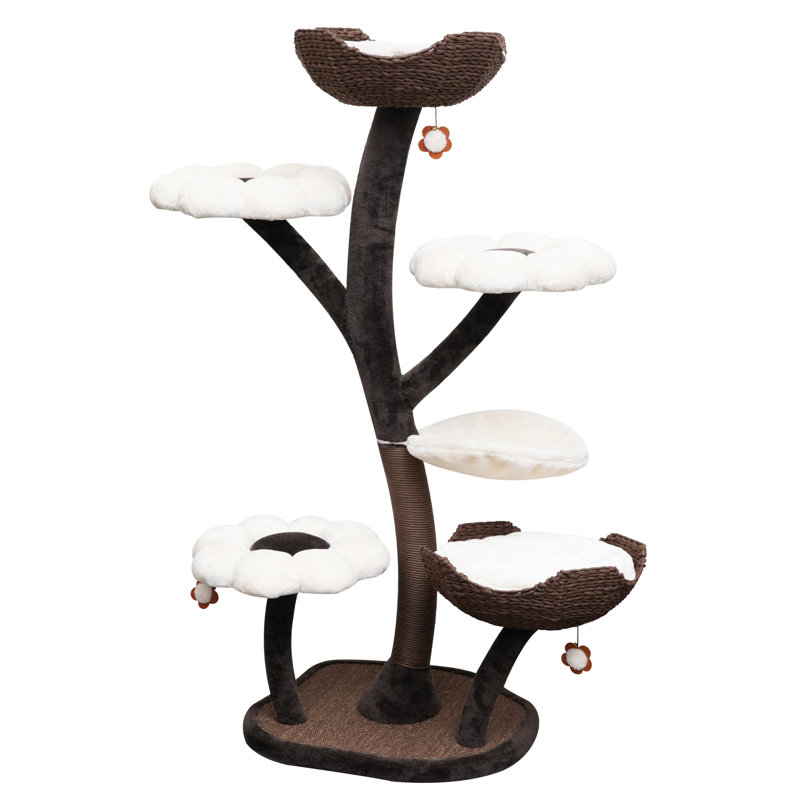 Catry 59" Floral Cat Tree with Scratching Post