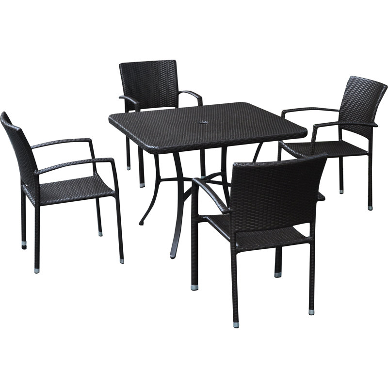 Brade Square Metal Outdoor Dining Table With Umbrella Hole , in. W 39'' in. D, Chocolate