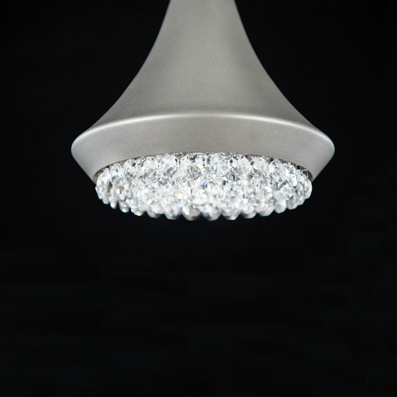 1 - Light LED Single Pendant, 12" H x 8" W x 8" D, Antique Silver