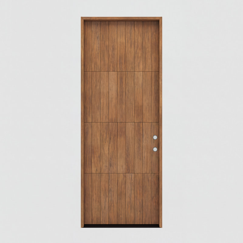 GRIDOR-BQ-96 | Porte simple 96 po, extérieur pré-suspendu RTA, panneau affleurant moderne, bois d'acajou brut