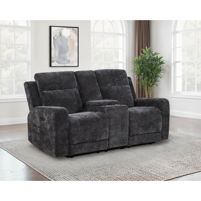 Causeuse inclinable électrique en chenille Kennett gris, Gray