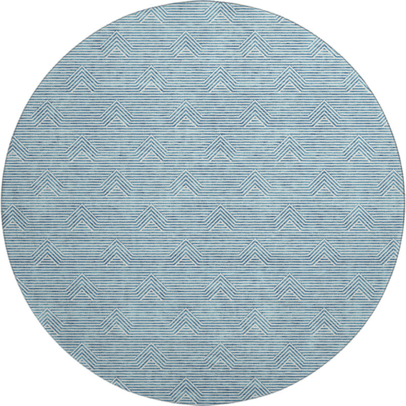 Premium Machine Washable Prisco Teal Rug, Round 8'