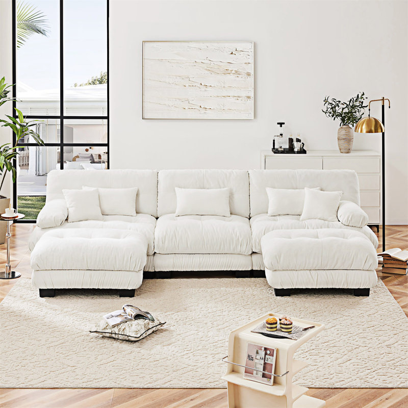 Modular Sectional Sofa Couch With Convertible Ottomans