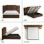 Ensemble de chambre à coucher 3 pièces: lit de rangement rembourré moderne avec lumières DEL et tables de chevet flottantes, grand, brun-1309942095-1309942094