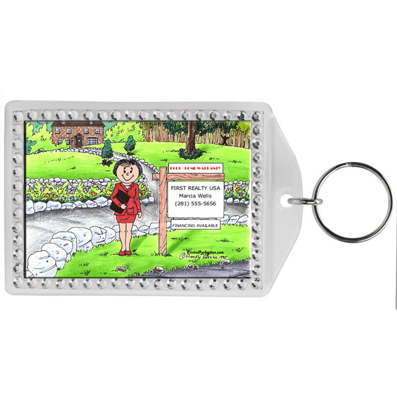 Personalized Personal Folks Realtor - Porte-clés bordé de strass féminin, Oui