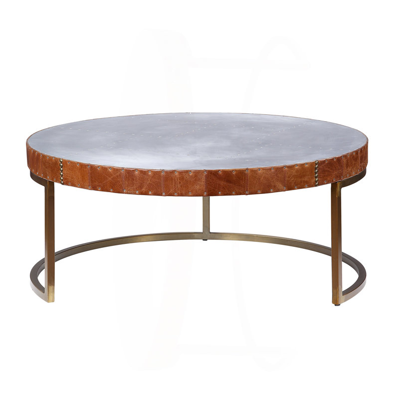 Table basse en aluminium et tambour cacao