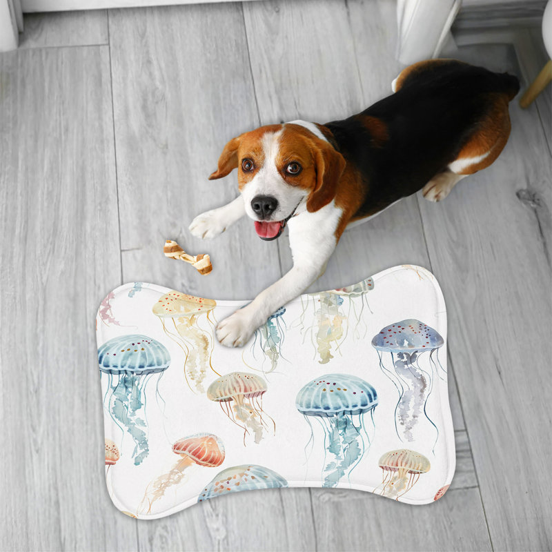 Gentle Jellyfish Patterns - 1 Piece Bone Shape Feeding Mat