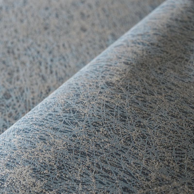 Rouleau de papier peint à texture abstraite métallique Slow Living, Bleu nuit