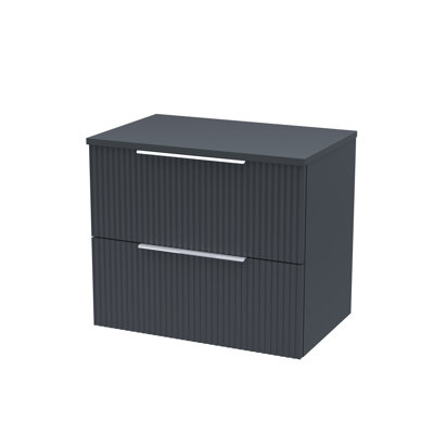 Fluted 600mm Wall Hung Single Vanity Unit with Worktop