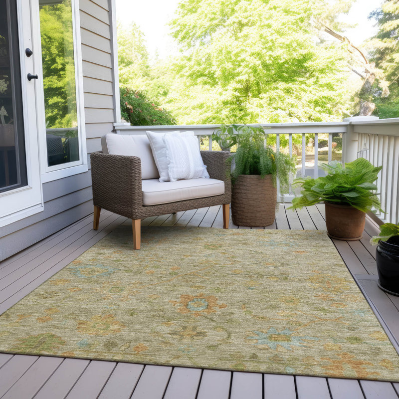 Tapis kaki Xhevrie intérieur / extérieur lavable à la machine, Rectangle 10 pi x 14 pi