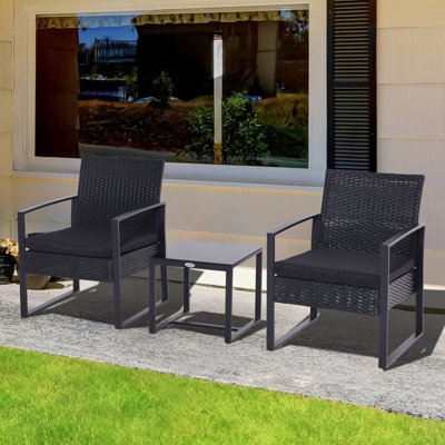 2 - Person Wicker Patio Dining Set with Square Table