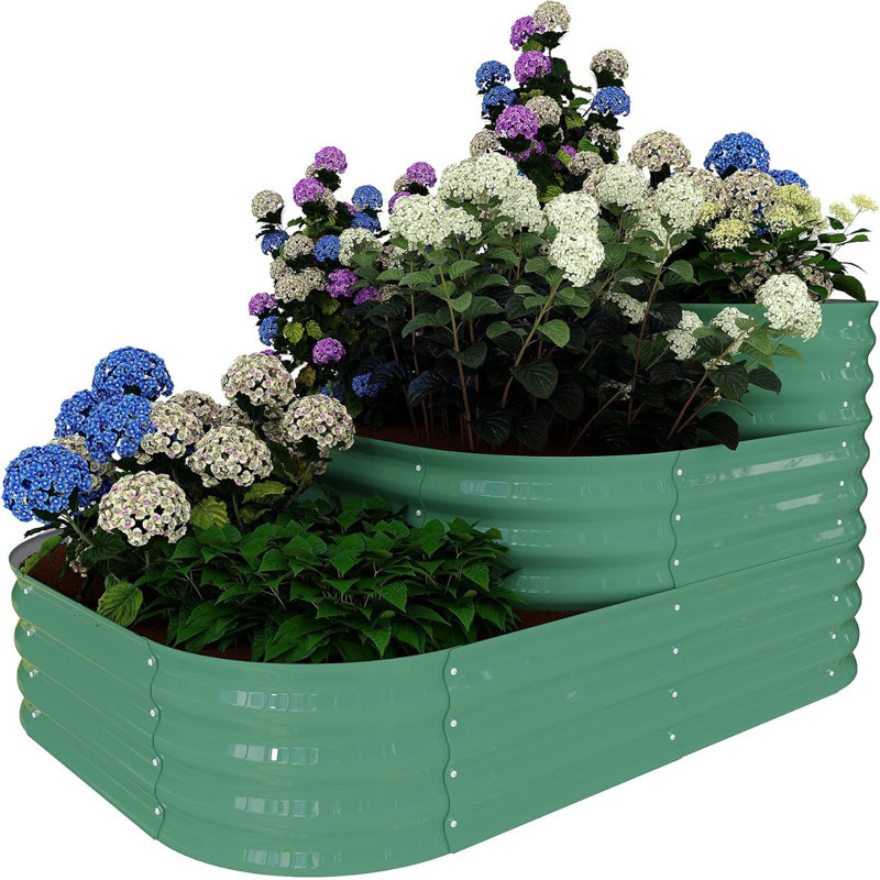 61x42 in Galvanized Raised Garden Bed Kit, Modular 3-in-1 Planter Box with Open Base, Green