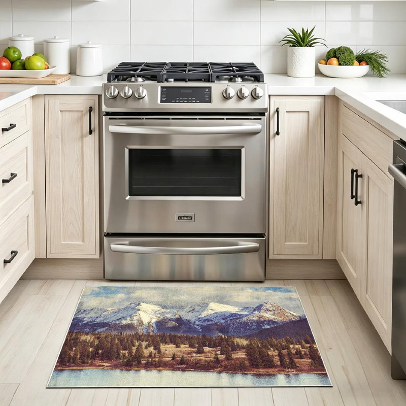 Tapis d'intérieur lavable à la machine Green Mountain Landscape Colorado Mountains United