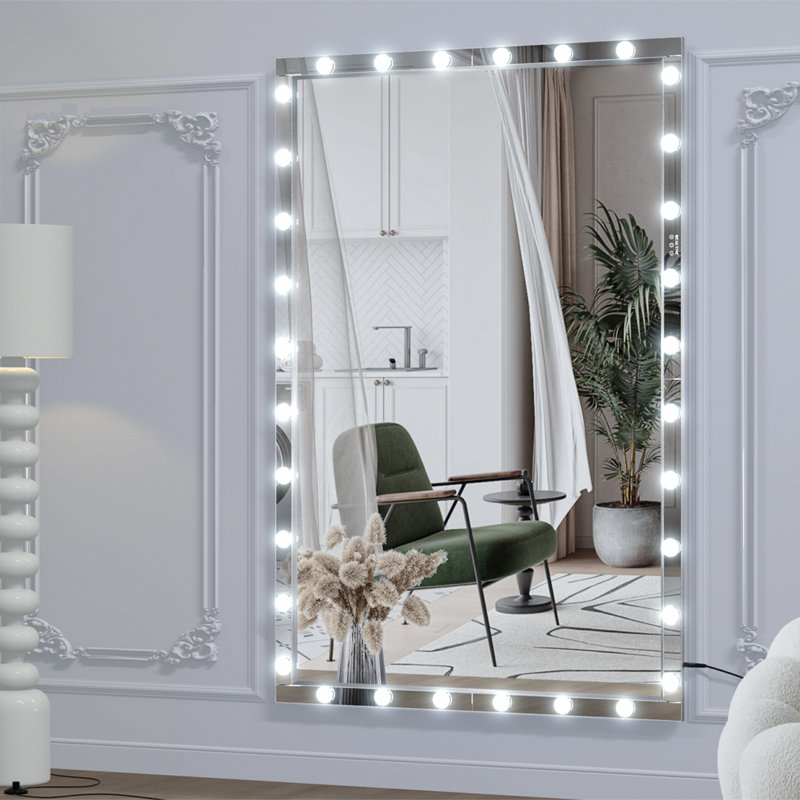 Miroir vertical suspendu horizontal en aluminium pour vestiaires, argent de chambre à coucher