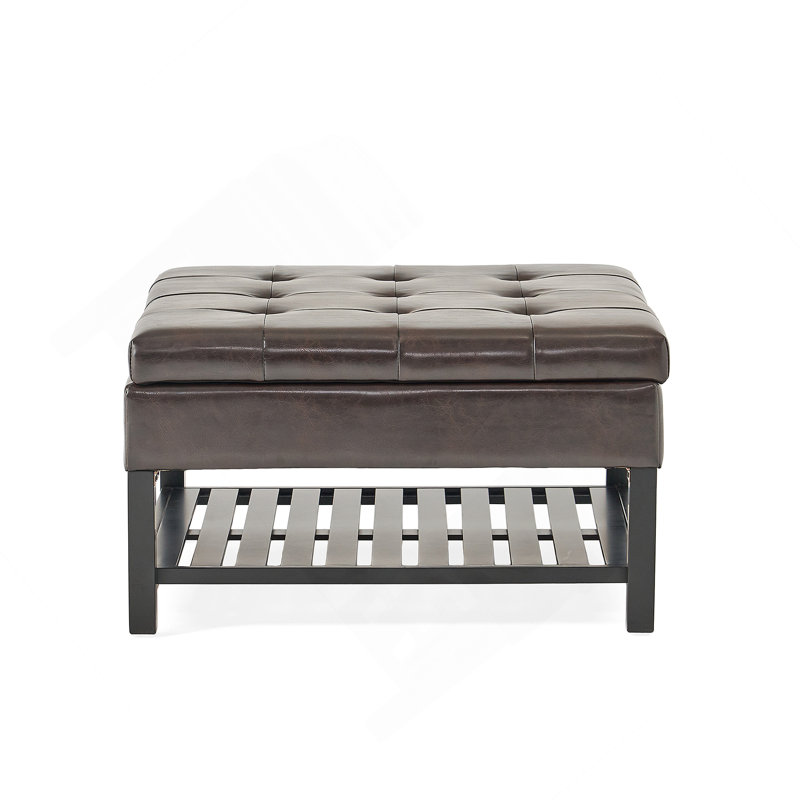 Rectangle Tufted Upholstered PU Ottoman