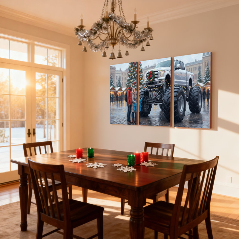 Ensemble de 3 reproductions d'art sur toile, "Monstre marché de Noël", H 36 po x l 72 po