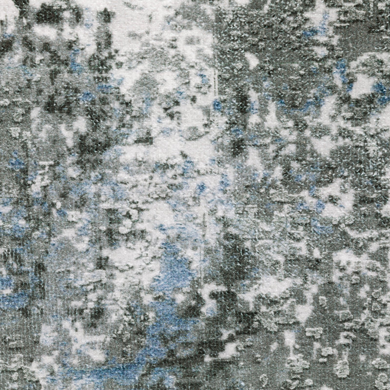 Melnick Machine Washable Non-Skid Performance Gray/White Area Rug Mat, Rectangle 7'6" x 10'