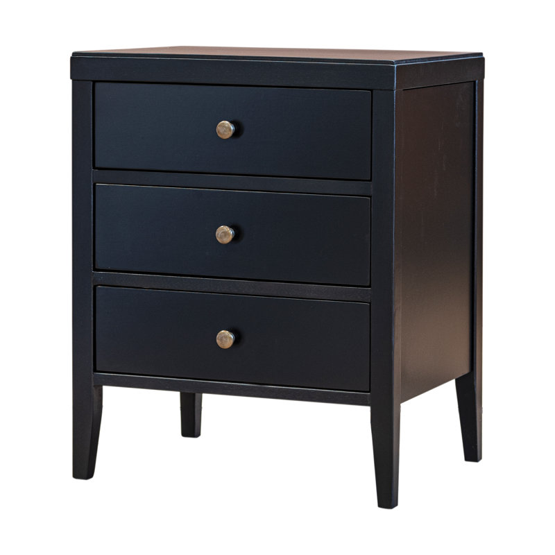 Table de chevet en bois Cordell, Noir