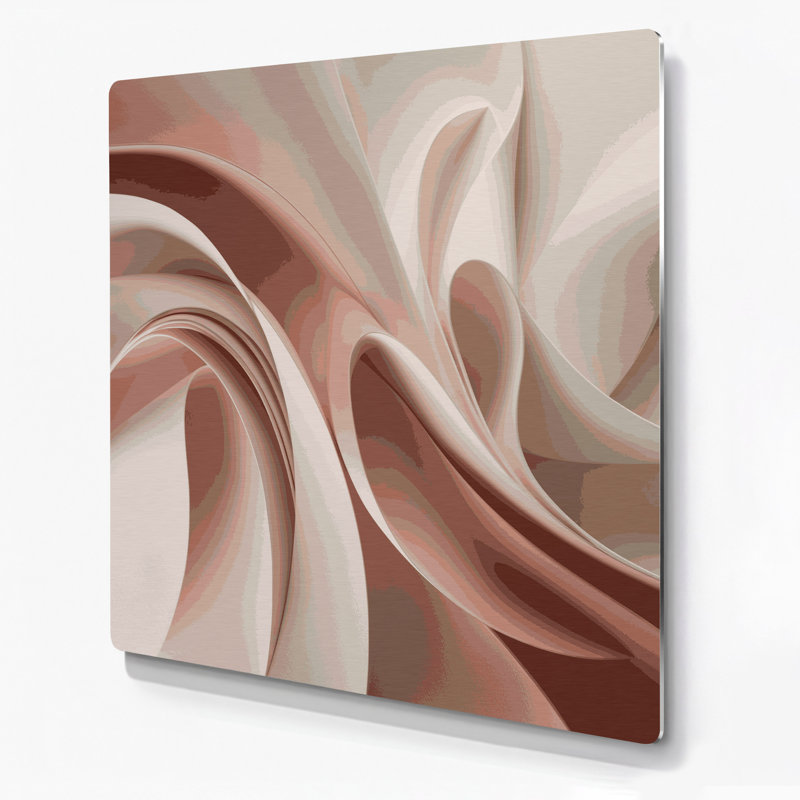 Gradient abstrait 76, art mural en métal beige, H 12 po x l 12 po